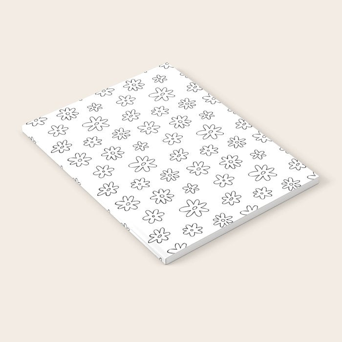 Black and white flower doodle art pattern Notebook Gallery Image 1