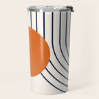 Geometric Lines in Navy Blue Orange 1 (Rainbow Abstraction) Travel Mug Gallery Image 2