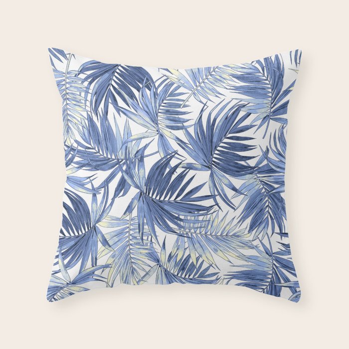 seamless pattern of abstract palm leaves Throw Pillow Gallery Image 6