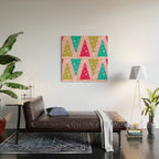 Christmas Tree Trimming Party Pink Wood Wall Art Gallery Image 2