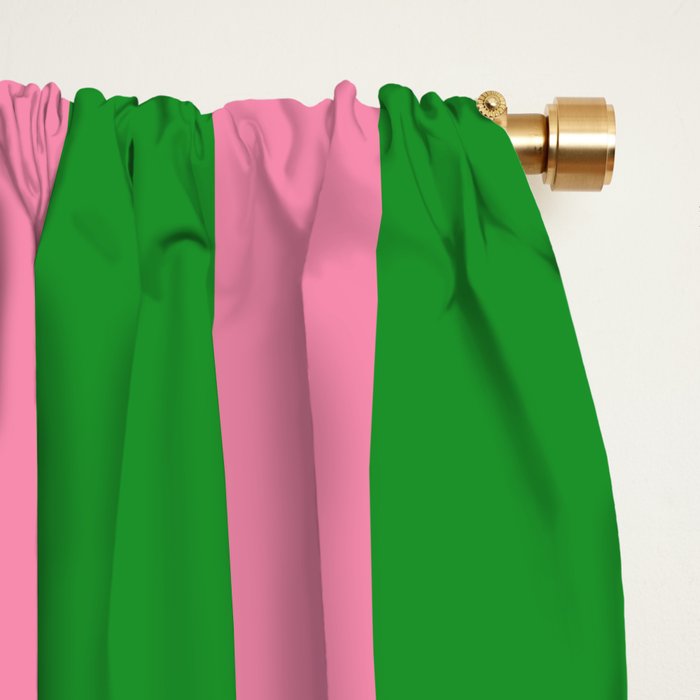 Bold Fun Vertical Stripes Green and Pink Simple Colorful Pop Pattern Window Curtain Gallery Image 2