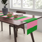 Bold Fun Vertical Stripes Green and Pink Simple Colorful Pop Pattern Table Runner Gallery Image 2