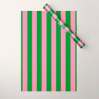 Bold Fun Vertical Stripes Green and Pink Simple Colorful Pop Pattern Wrapping Paper Gallery Image 1