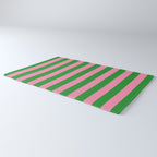 Bold Fun Vertical Stripes Green and Pink Simple Colorful Pop Pattern Rug Gallery Image 3