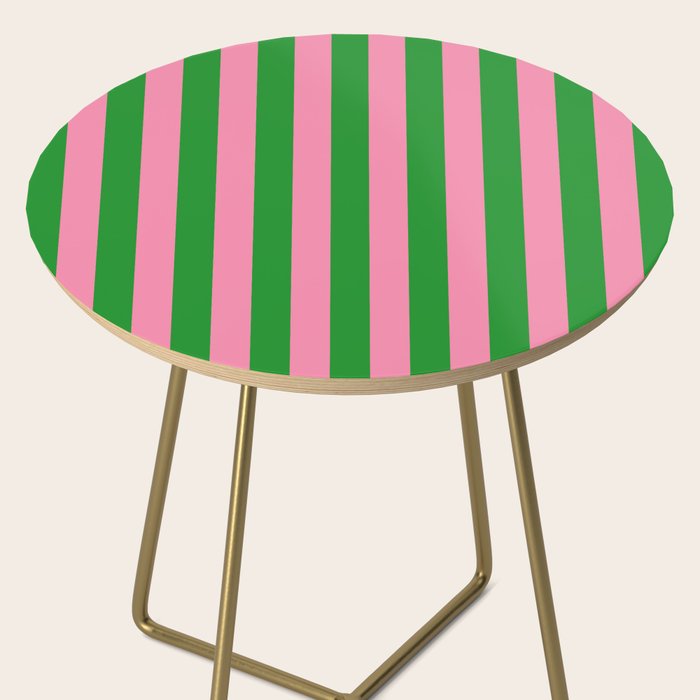 Bold Fun Vertical Stripes Green and Pink Simple Colorful Pop Pattern Side Table Gallery Image 2