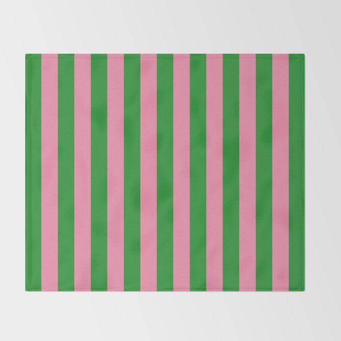 Bold Fun Vertical Stripes Green and Pink Simple Colorful Pop Pattern Throw Blanket Gallery Image 2