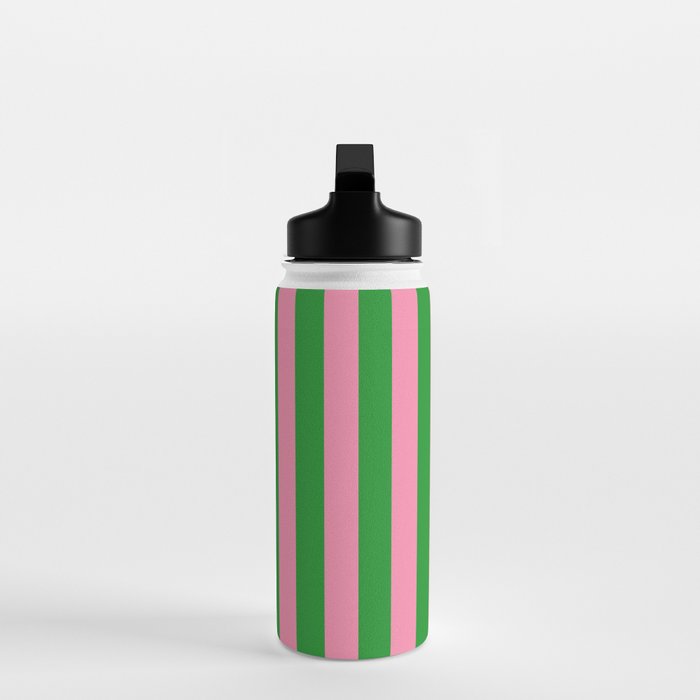 Bold Fun Vertical Stripes Green and Pink Simple Colorful Pop Pattern Water Bottle Gallery Image 3