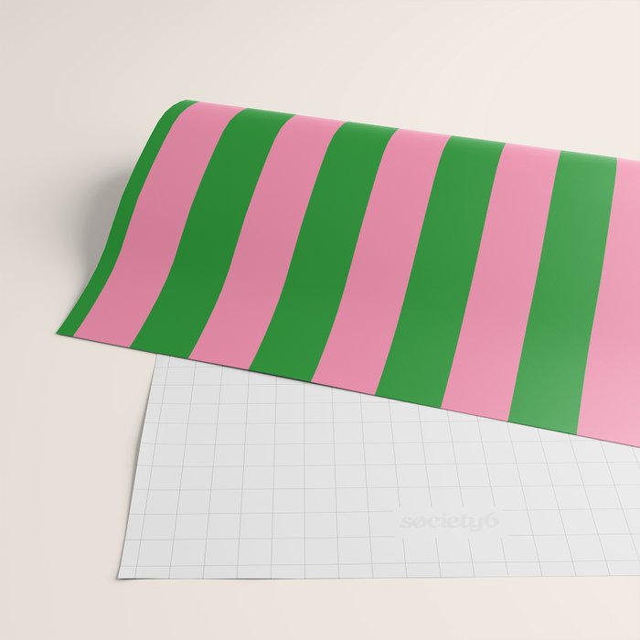 Bold Fun Vertical Stripes Green and Pink Simple Colorful Pop Pattern Wrapping Paper Gallery Image 2