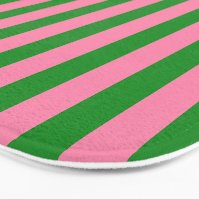 Bold Fun Vertical Stripes Green and Pink Simple Colorful Pop Pattern Bath Mat Gallery Image 3