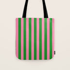 Bold Fun Vertical Stripes Green and Pink Simple Colorful Pop Pattern Tote Bag Gallery Image 1