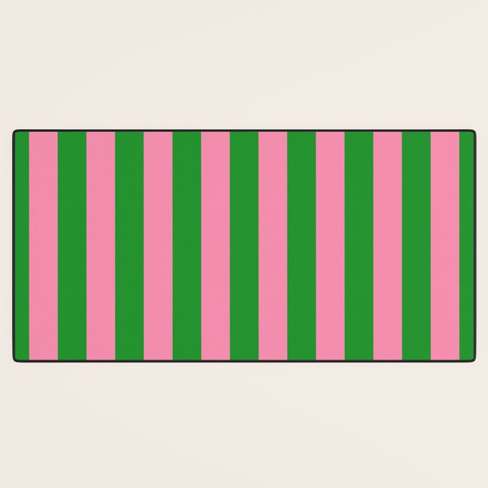 Bold Fun Vertical Stripes Green and Pink Simple Colorful Pop Pattern Desk Mat Gallery Image 3