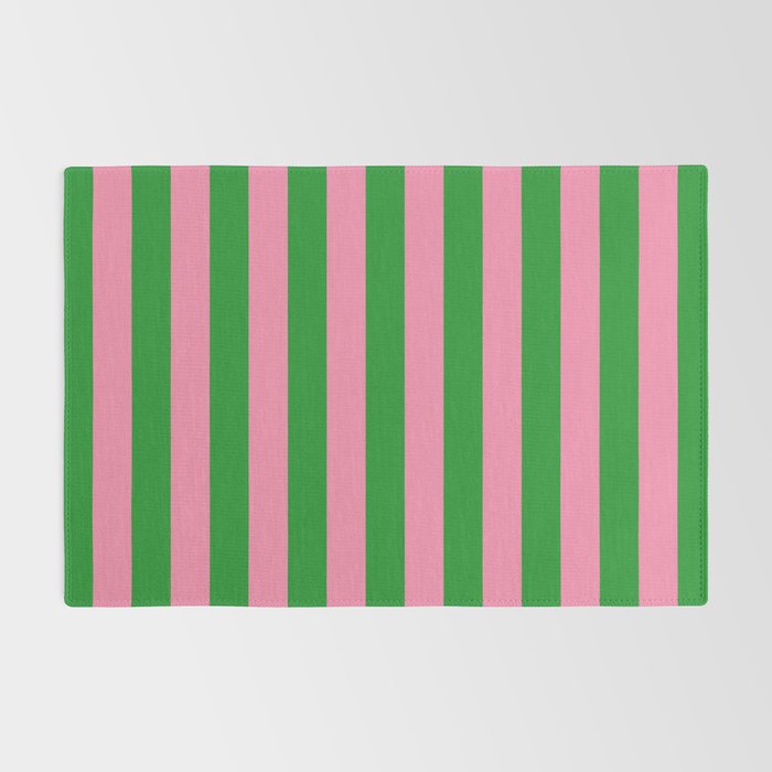 Bold Fun Vertical Stripes Green and Pink Simple Colorful Pop Pattern Rug Gallery Image 2
