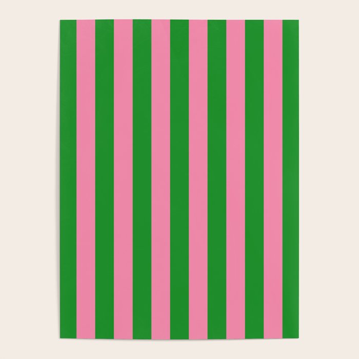 Bold Fun Vertical Stripes Green and Pink Simple Colorful Pop Pattern Poster Gallery Image 4
