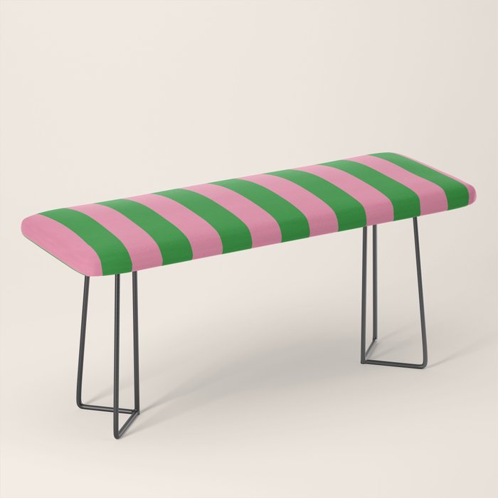 Bold Fun Vertical Stripes Green and Pink Simple Colorful Pop Pattern Bench Gallery Image 1