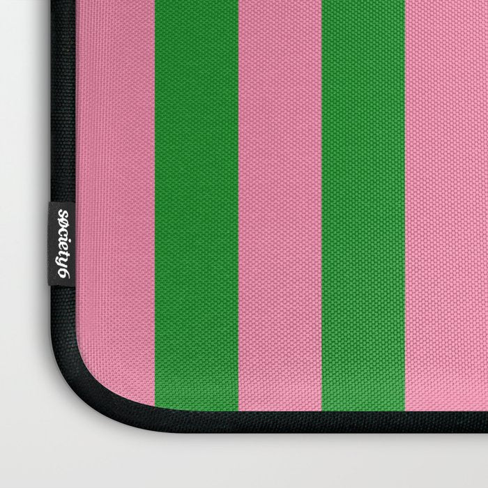 Bold Fun Vertical Stripes Green and Pink Simple Colorful Pop Pattern Laptop Sleeve Gallery Image 3