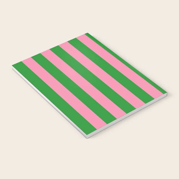 Bold Fun Vertical Stripes Green and Pink Simple Colorful Pop Pattern Notebook Gallery Image 3