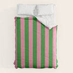 Bold Fun Vertical Stripes Green and Pink Simple Colorful Pop Pattern Comforter Gallery Image 6