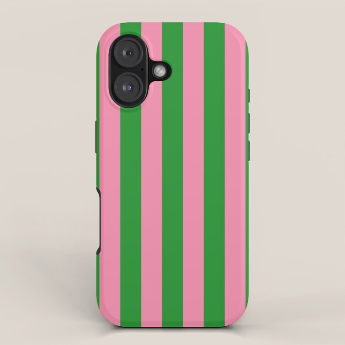Bold Fun Vertical Stripes Green and Pink Simple Colorful Pop Pattern iPhone Case Gallery Image 1