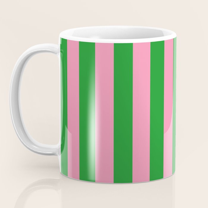 Bold Fun Vertical Stripes Green and Pink Simple Colorful Pop Pattern Coffee Mug Gallery Image 3