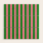 Bold Fun Vertical Stripes Green and Pink Simple Colorful Pop Pattern Wood Wall Art Gallery Image 1