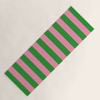 Bold Fun Vertical Stripes Green and Pink Simple Colorful Pop Pattern Yoga Mat Gallery Image 1
