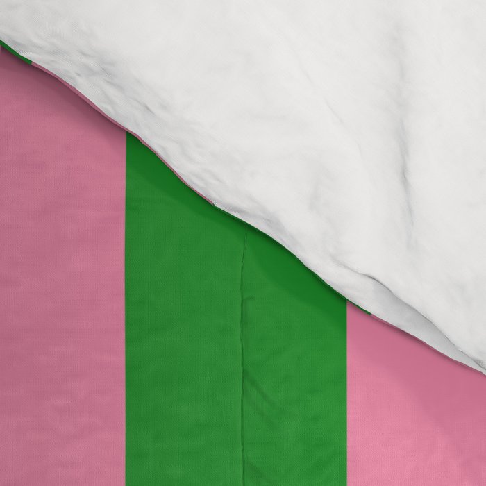 Bold Fun Vertical Stripes Green and Pink Simple Colorful Pop Pattern Comforter Gallery Image 4