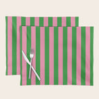 Bold Fun Vertical Stripes Green and Pink Simple Colorful Pop Pattern Placemat Gallery Image 1
