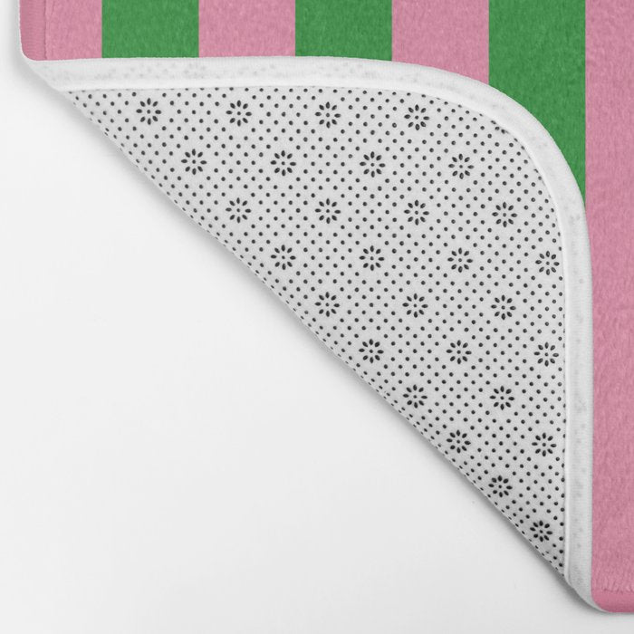 Bold Fun Vertical Stripes Green and Pink Simple Colorful Pop Pattern Bath Mat Gallery Image 2