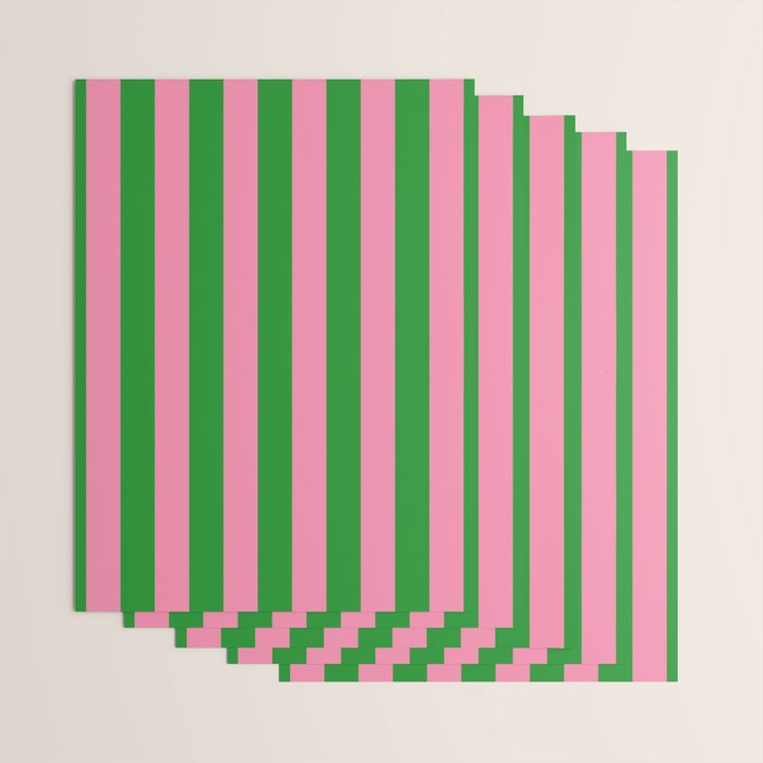 Bold Fun Vertical Stripes Green and Pink Simple Colorful Pop Pattern Wrapping Paper Gallery Image 3