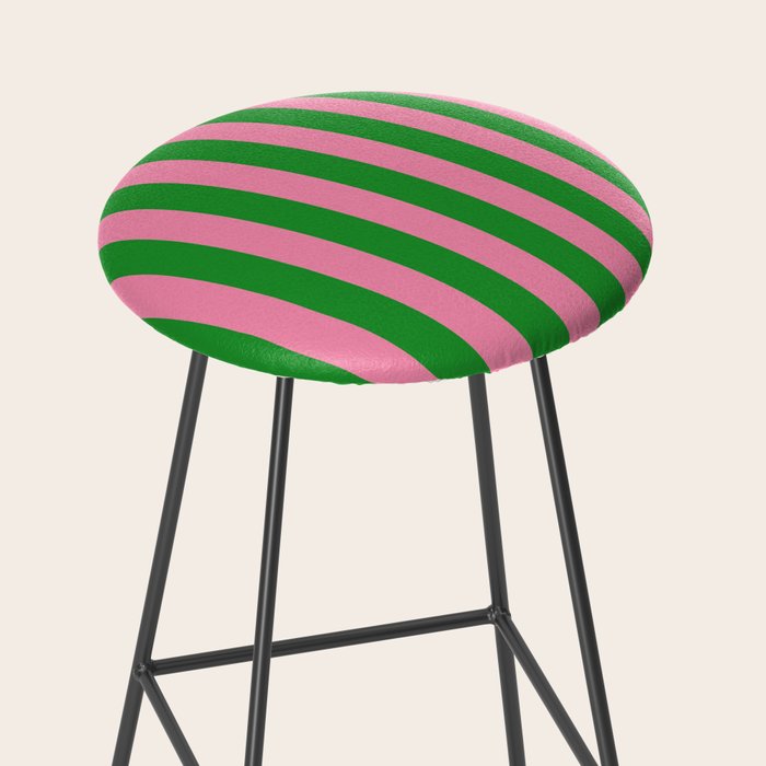 Bold Fun Vertical Stripes Green and Pink Simple Colorful Pop Pattern Stool Gallery Image 2