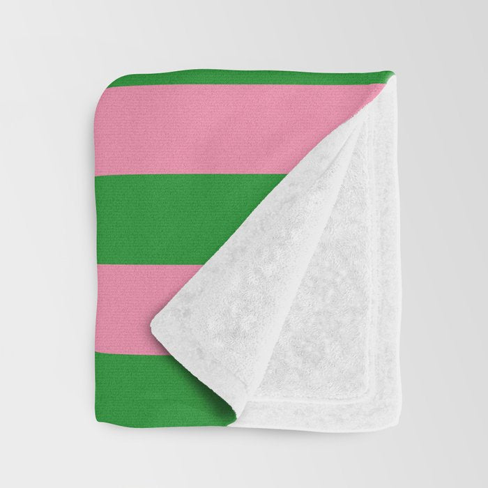 Bold Fun Vertical Stripes Green and Pink Simple Colorful Pop Pattern Throw Blanket Gallery Image 3