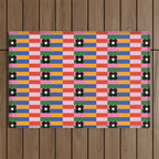 Mod Color Blocked Flower Pattern Outdoor Rug Gallery Image 1