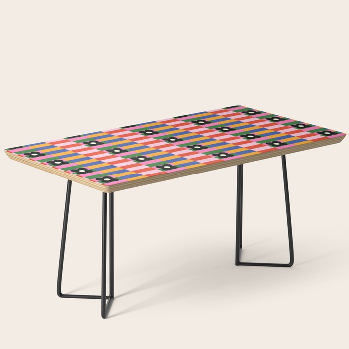 Mod Color Blocked Flower Pattern Coffee Table Gallery Image 1