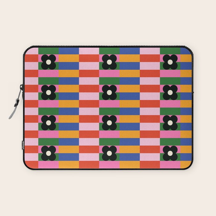 Mod Color Blocked Flower Pattern Laptop Sleeve Gallery Image 1