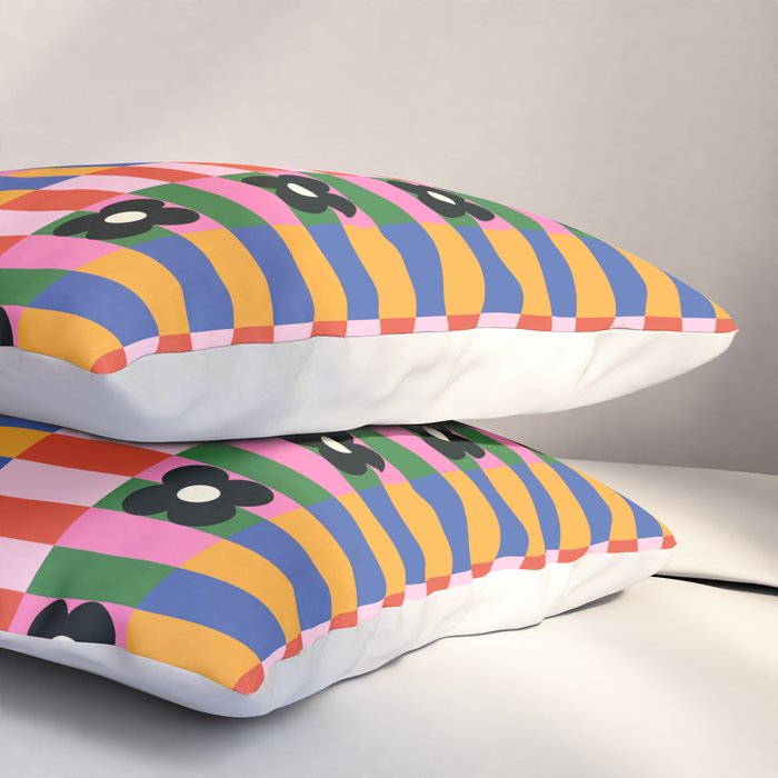 Mod Color Blocked Flower Pattern Pillow Sham Gallery Image 3
