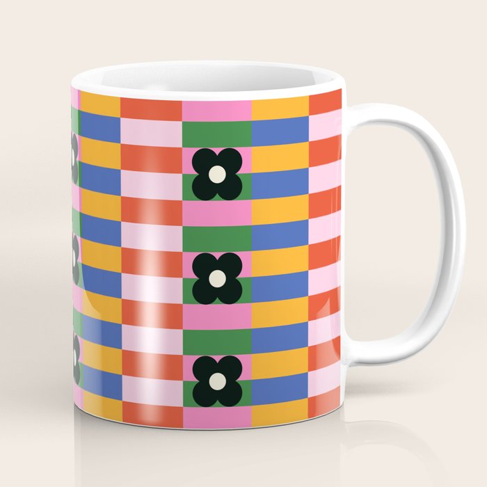 Mod Color Blocked Flower Pattern Coffee Mug Gallery Image 1
