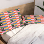 Mod Color Blocked Flower Pattern Pillow Sham Gallery Image 2
