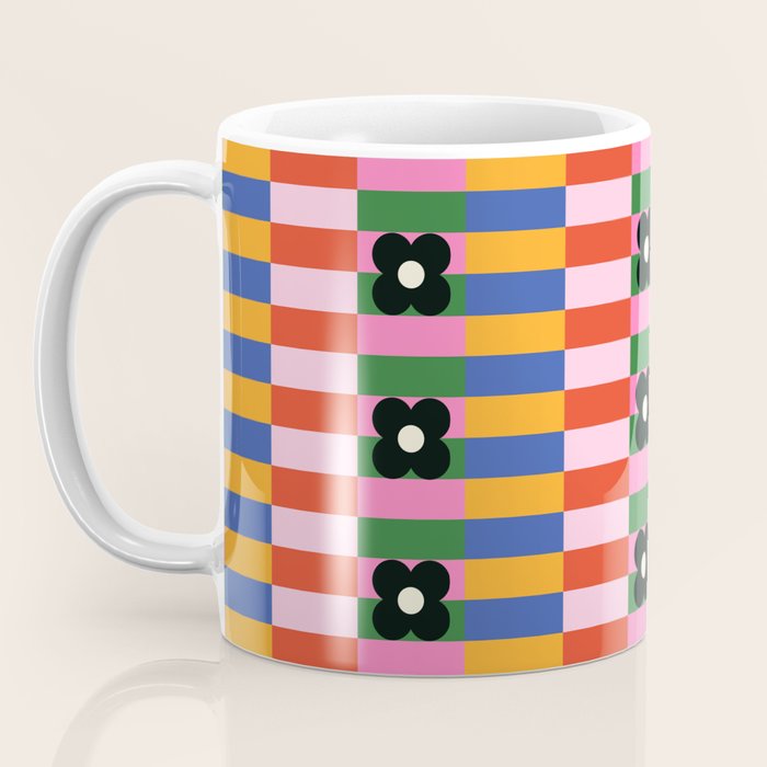 Mod Color Blocked Flower Pattern Coffee Mug Gallery Image 3