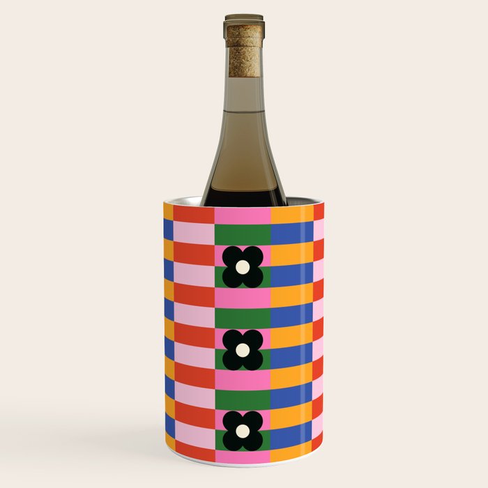 Mod Color Blocked Flower Pattern Wine Chiller Gallery Image 1