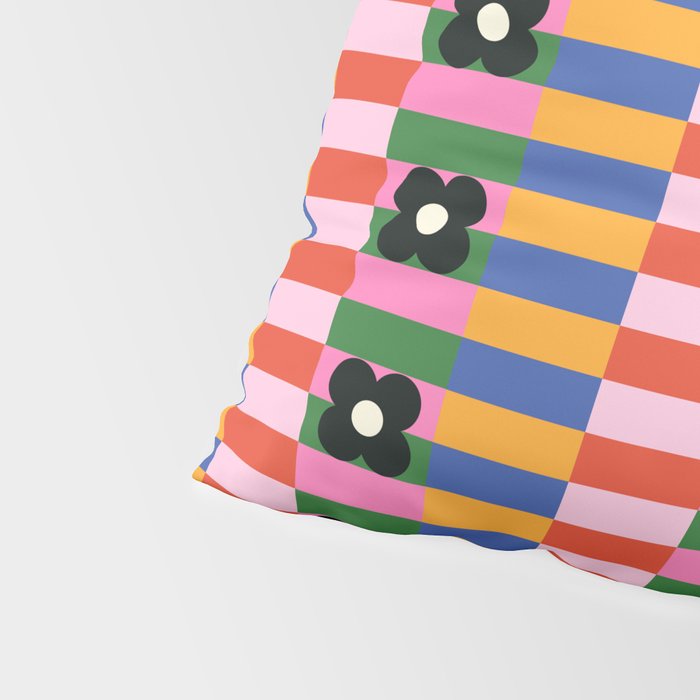 Mod Color Blocked Flower Pattern Pillow Sham Gallery Image 4