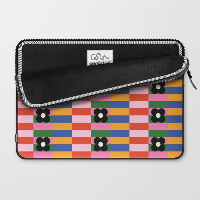 Mod Color Blocked Flower Pattern Laptop Sleeve Gallery Image 2