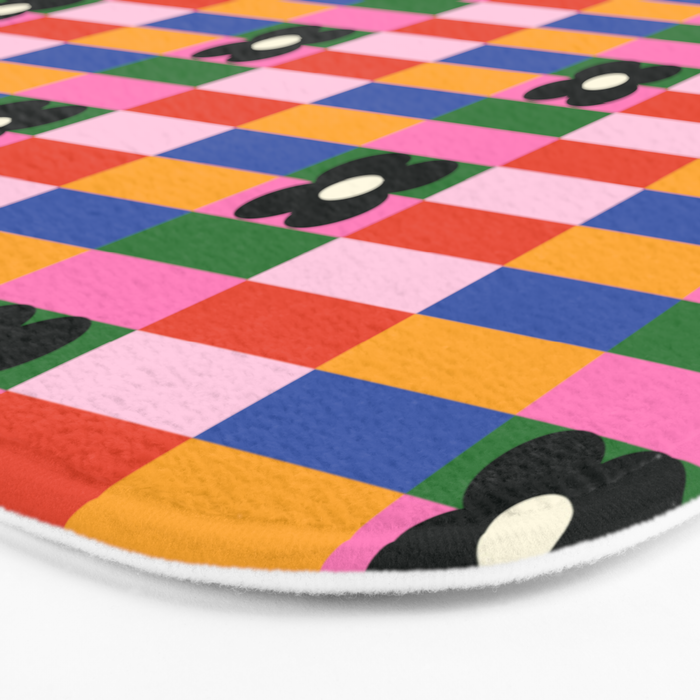 Mod Color Blocked Flower Pattern Bath Mat Gallery Image 3