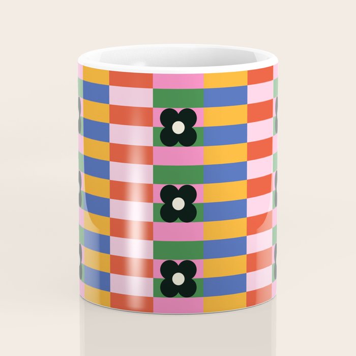 Mod Color Blocked Flower Pattern Coffee Mug Gallery Image 4