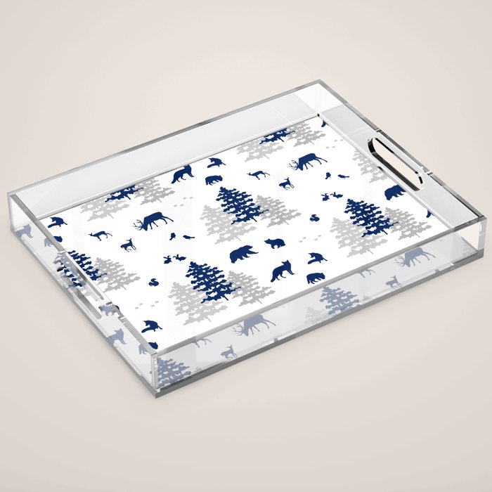 Navy Blue Woodland Animals Acrylic Tray Gallery Image 1
