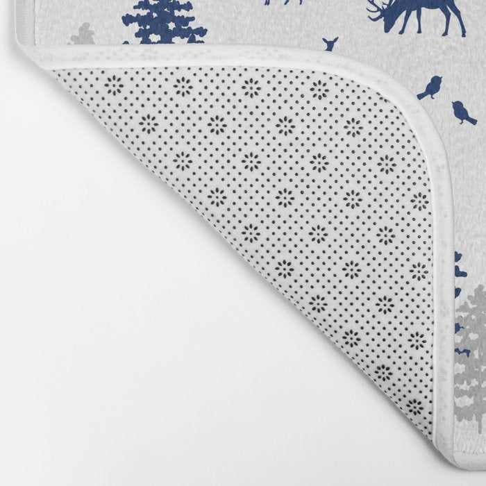 Navy Blue Woodland Animals Bath Mat Gallery Image 2