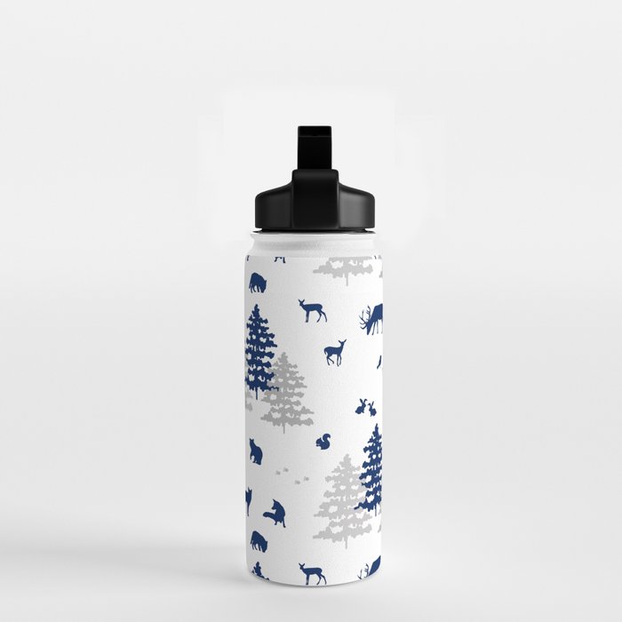 Navy Blue Woodland Animals Water Bottle Gallery Image 2