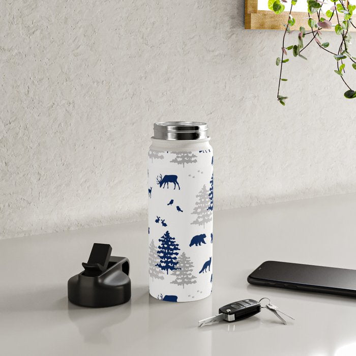 Navy Blue Woodland Animals Water Bottle Gallery Image 4