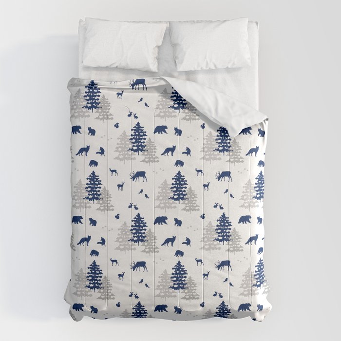 Navy Blue Woodland Animals Comforter Gallery Image 6