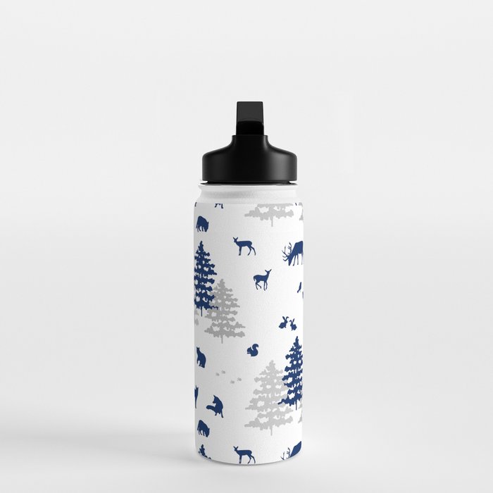 Navy Blue Woodland Animals Water Bottle Gallery Image 3