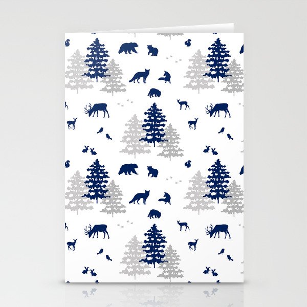 Navy Blue Woodland Animals Stationery Card Gallery Image 2